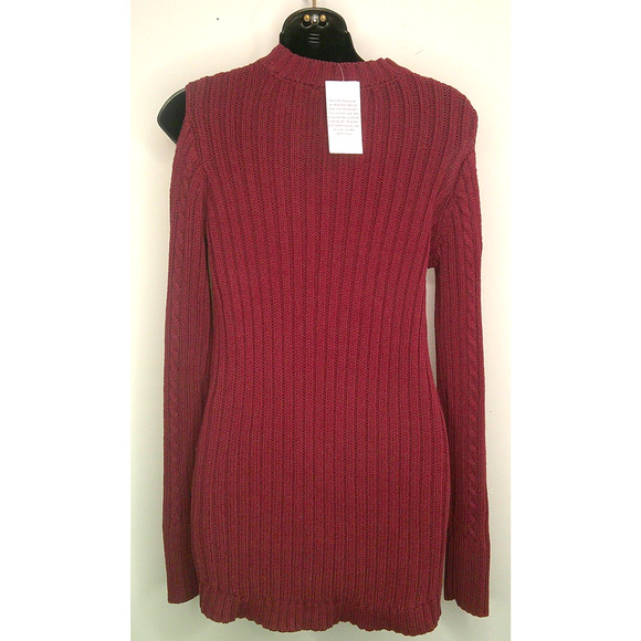 Jessica Simpson Posy Cold Shoulder Sweater Size S Maroon Tunic Length NWT - Picture 3 of 9
